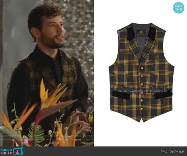 Checked Vest by Lords and Fools worn by Sam Flores (Rafael de la Fuente) on Dynasty