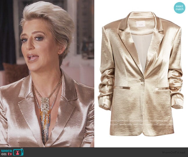 Kylie Satin Blazer by Cinq a Sept worn by Dorinda Medley on The Real Housewives of New York City