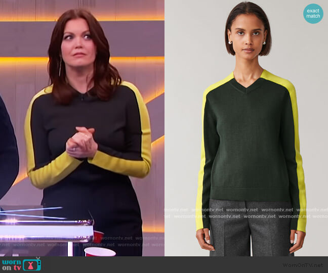 Colorblock Wool Top by Cos worn by Bellamy Young on The Kelly Clarkson Show