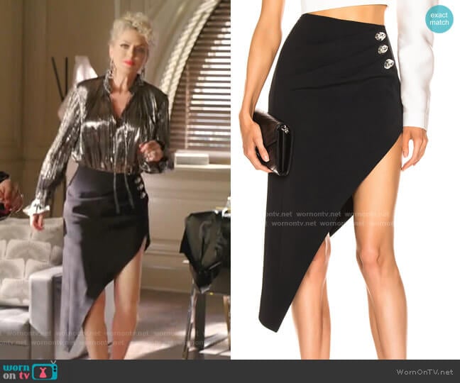 Ruched Pencil Skirt by David Koma worn by Alexis Carrington (Elaine Hendrix) on Dynasty