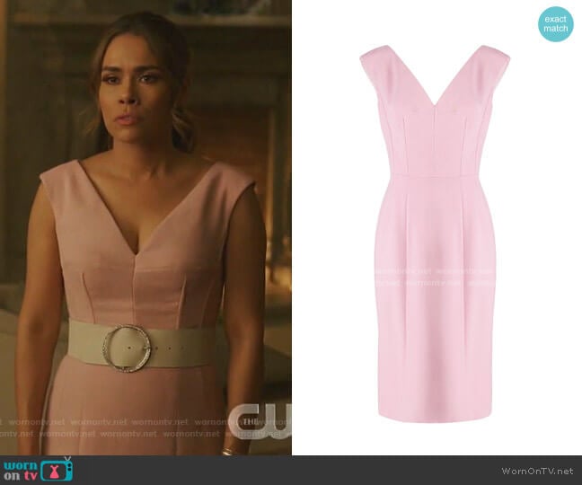 V-Neck Sleeveless Crepe Sheath Dress by Dolce & Gabbana worn by Cristal Jennings (Daniella Alonso) on Dynasty