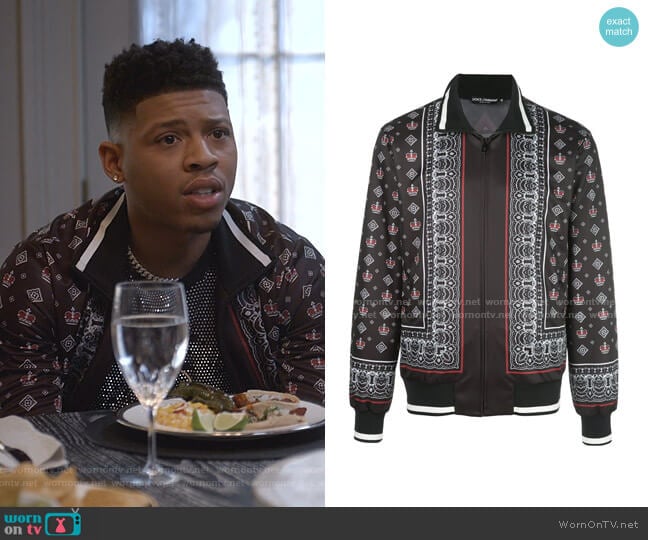 Hakeem’s black bandana print jacket on Empire