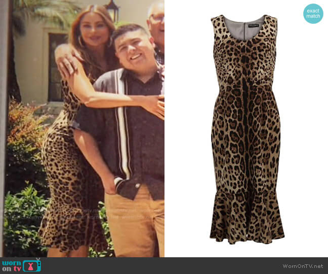 Dolce & Gabbana Flounce Hem Leopard Print Dress worn by  Gloria Pritchett (Sofia Vergara) on Modern Family