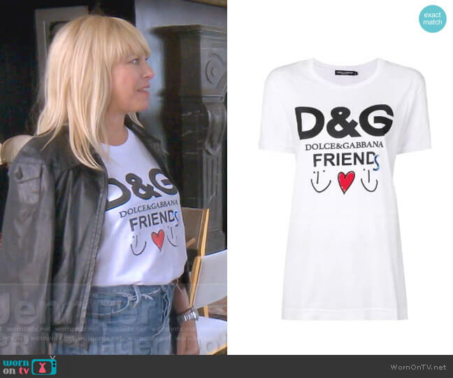 Friends Logo T-shirt by Dolce & Gabbana worn by Sutton Stracke on The Real Housewives of Beverly Hills