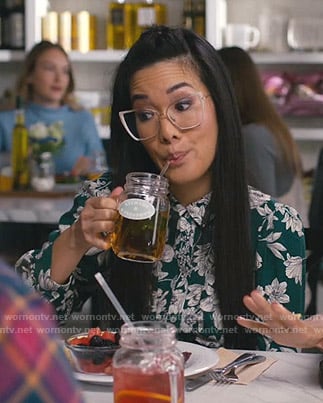 Doris's green floral shirtdress on American Housewife