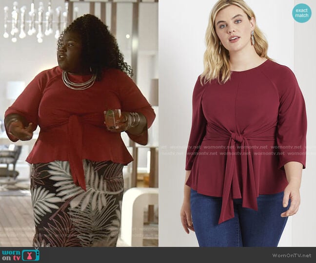 Flared Sleeve Tie Front Top by Eloquii worn by Becky (Gabourey Sidibe) on Empire