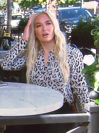 Erika's white leopard print blouse on The Real Housewives of Beverly Hills