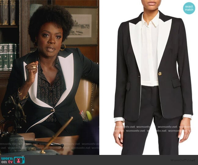 Bavoya One-Button Jacket by Escada worn by Annalise Keating (Viola Davis) on How to Get Away with Murder