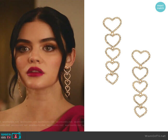 Drop Heart Earrings by Ettika worn by Katy Keene (Lucy Hale) on Katy Keene