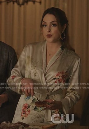 Fallon's floral wrap pajamas on Dynasty