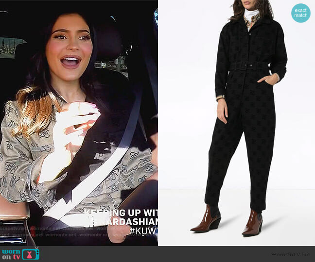 WornOnTV: Kylie’s black fendi logo jumpsuit on Keeping Up with the ...