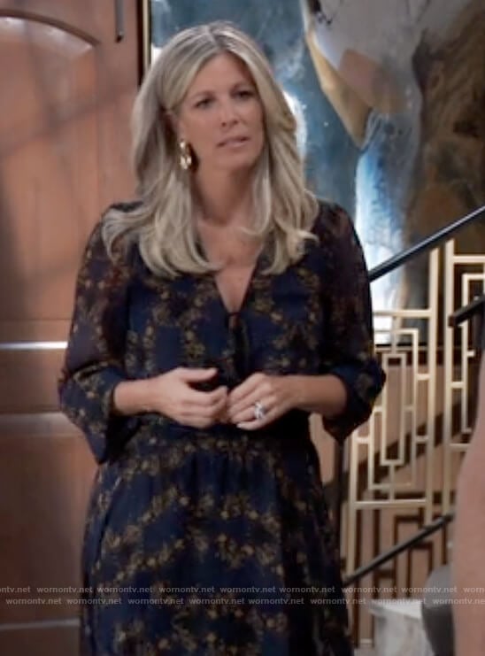 Carly’s navy floral dress on General Hospital