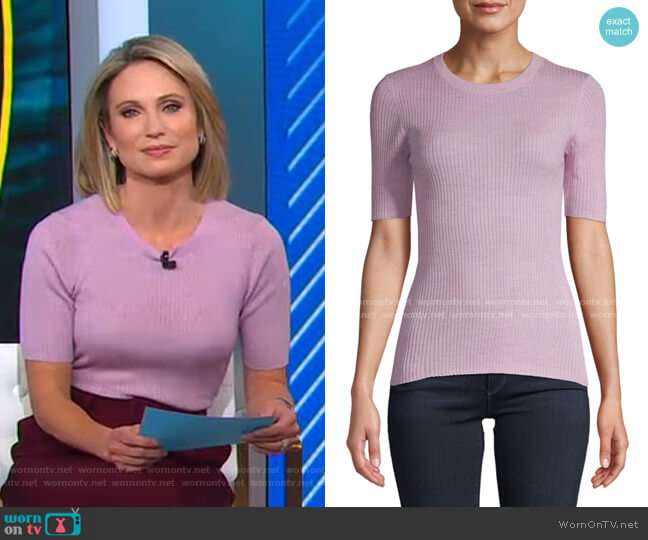 Ribbed Crewneck Sweater by Frame worn by Amy Robach on Good Morning America