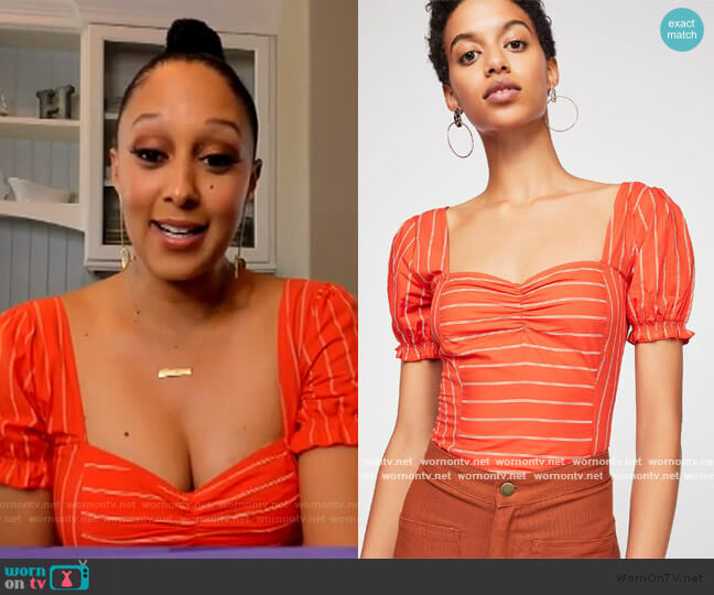 Rose Garden Top by Free People worn by Tamera Mowry on The Real