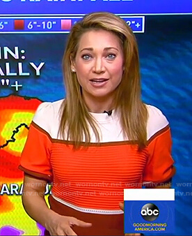 Ginger’s colorblock short sleeve sweater on Good Morning America