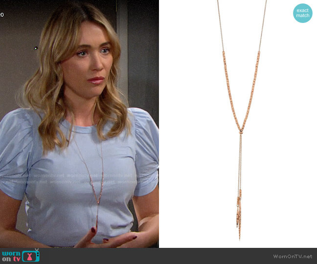 Gorjana Laguna Rose Gold Necklace worn by Flo Fulton (Katrina Bowden) on The Bold and the Beautiful