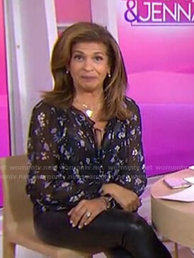 Hoda’s black floral blouse on Today