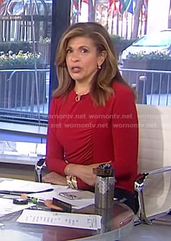 Hoda's red ruched side top on Today