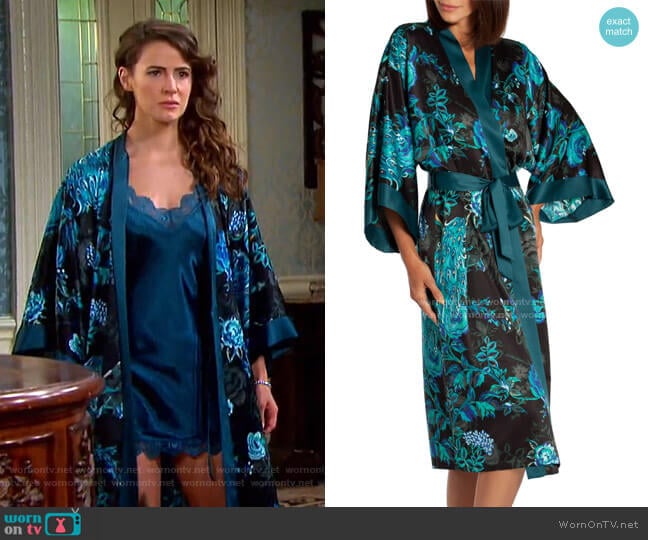 Peacock Satin Robe by In Bloom by Jonquil worn by Sarah Horton (Linsey Godfrey) on Days of our Lives