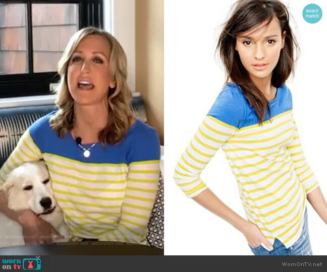 Colorblock Stripe Boatneck Tee by J. Crew worn by Lara Spencer on Good Morning America