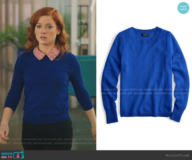 Three-Quarter Sleeve Everyday Cashmere Crewneck Sweater by J. Crew worn by Zoey Clarke (Jane Levy) on Zoeys Extraordinary Playlist