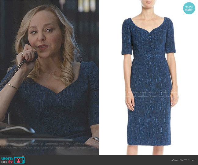 WornOnTV: Marissa’s blue jacquard dress on Bull | Geneva Carr | Clothes ...