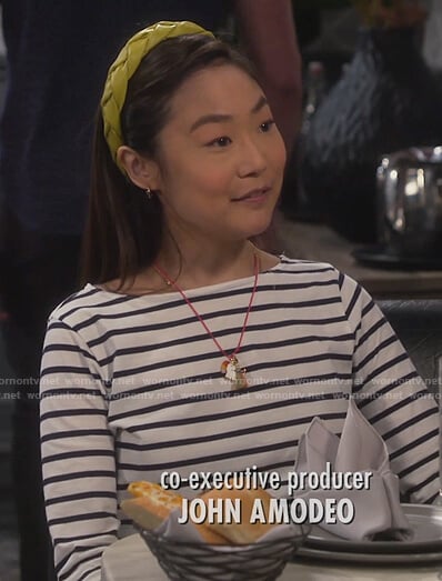 Jen's striped boatneck top on Last Man Standing