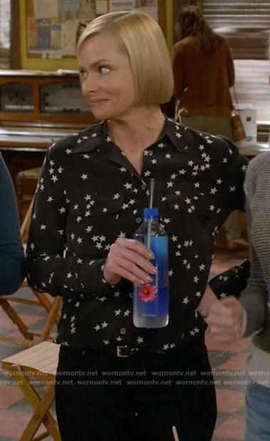 Jill’s black star print blouse on Mom