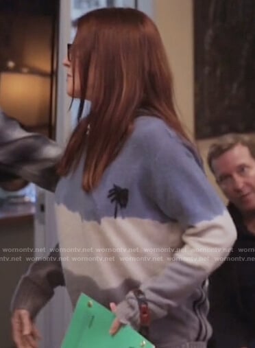Karen's tie dye palm embroidered sweater on Will and Grace