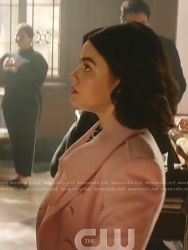 Katy's pink and black coat on Katy Keene