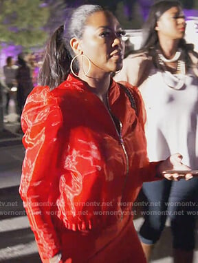 Kenya’s red tulle bomber jacket on The Real Housewives of Atlanta