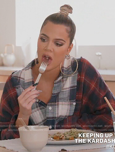 Khloe's mixed plaid shirt on Keeping Up with the Kardashians