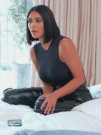 Kim’s black leather pants on Keeping Up with the Kardashians
