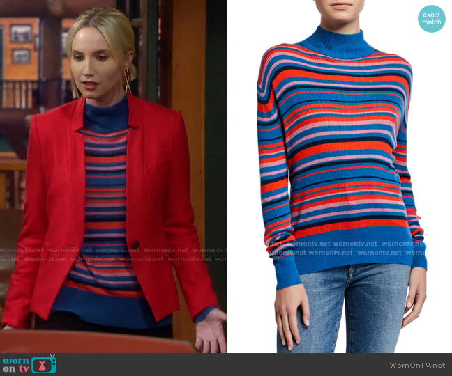 Kule The Marlene Striped Turtleneck Sweater worn by Mandy Baxter (Molly McCook) on Last Man Standing