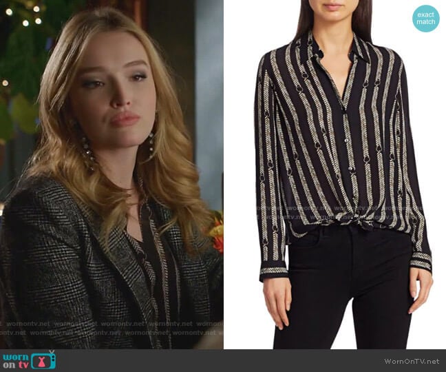 Nina Blouse by L'Agence worn by Kirby Anders (Maddison Brown) on Dynasty