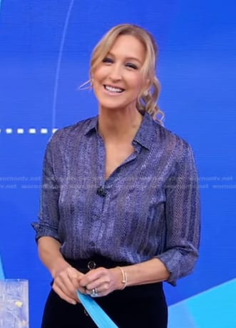 Lara’s blue herringbone shirt on Good Morning America