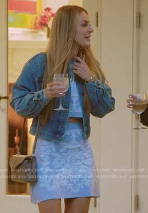 Leah's blue cropped sweater and skirt on The Real Housewives of New York City