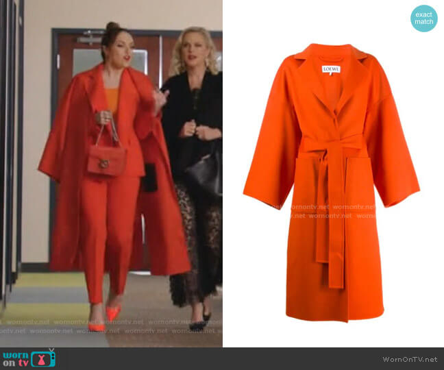 Belted Cloth Coat by Loewe worn by Fallon Carrington (Elizabeth Gillies) on Dynasty