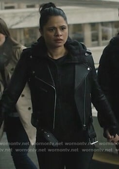 Mel’s black leather moto jacket on Charmed