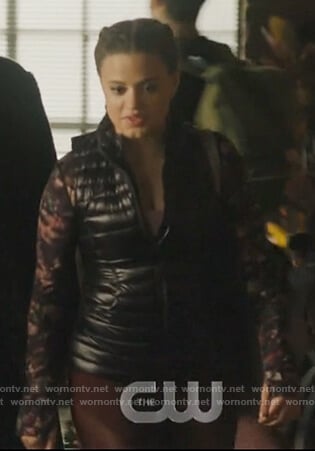 Maggie's floral jacket and leggings on Charmed