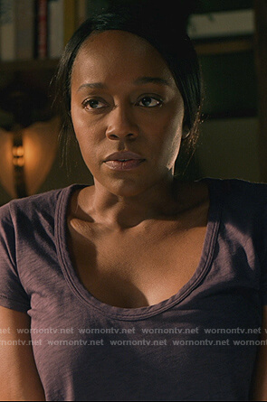 Michaela’s purple scoop neck tee on How to Get Away with Murder