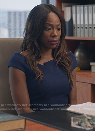 Molly’s navy dress on Insecure