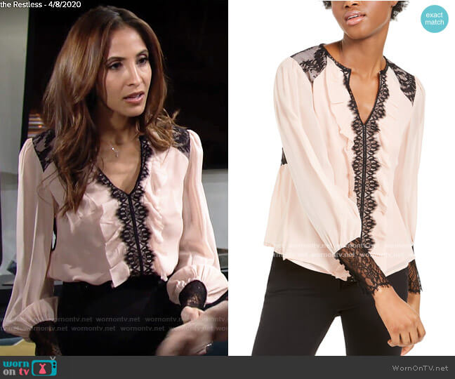 Nanette Lepore Silk Lace-Trim Blouse worn by Lily Winters (Christel Khalil) on The Young and the Restless