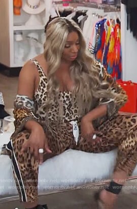 Nene's leapard print track pants on The Real Housewives of Atlanta