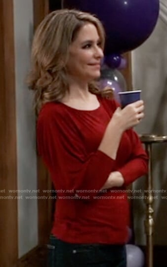 Olivia’s red ruched top on General Hospital