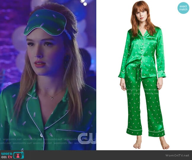 Lila Aya PJ Set by Olivia von Halle worn by Kirby Anders (Maddison Brown) on Dynasty