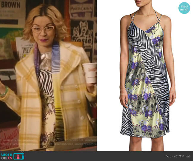 Sleeveless Floral Zebra Silk Dress by Opening Ceremony worn by Pepper Smith (Julia Chan) on Katy Keene