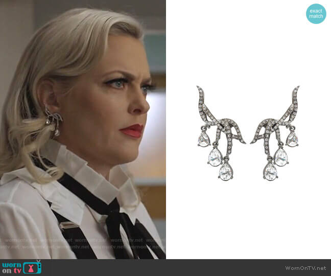 Classic Falling Crystal Earrings by Oscar de la Renta worn by Alexis Carrington (Elaine Hendrix) on Dynasty