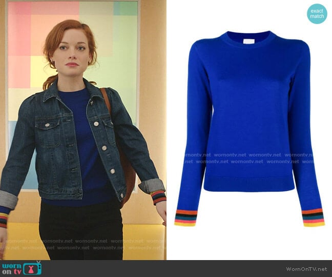 Multicoloured Cuff Jumper by Paul Smith worn by Zoey Clarke (Jane Levy) on Zoeys Extraordinary Playlist