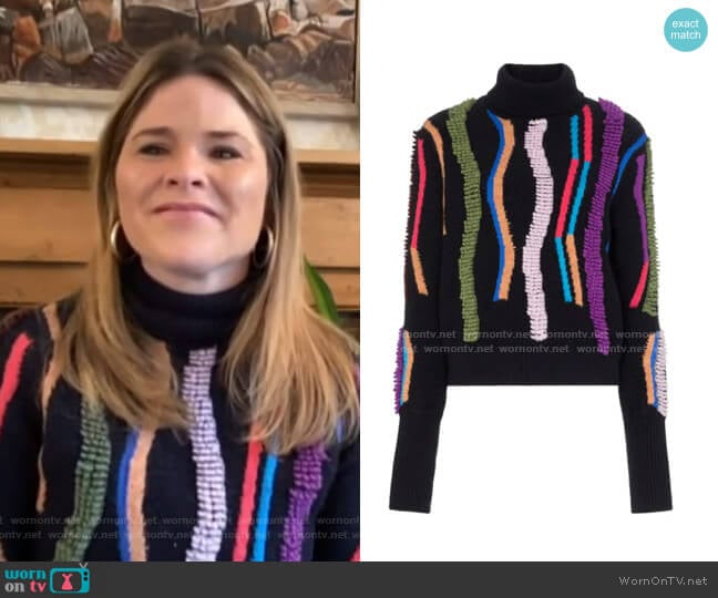 Loop Embroidered Turtleneck Jumper by Peter Pilotto worn by Jenna Bush Hager on Today